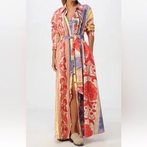 ETRO NWT Belted Printed Cotton-Blend Poplin Shirt Maxi Dress SZ 46IT/10US